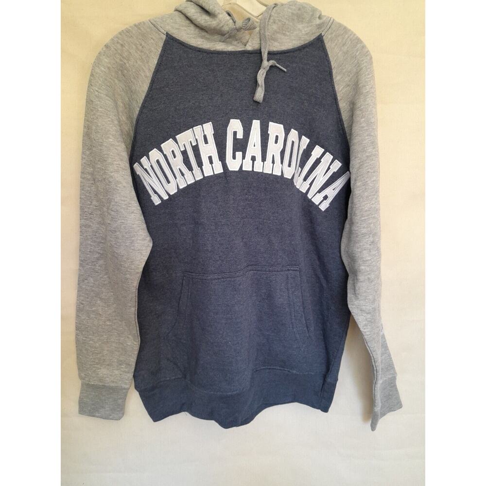 UNC CAROLINA TAR HEELS EMBROIDERED PULLOVER HOODIE Navy/Gray Size Medium